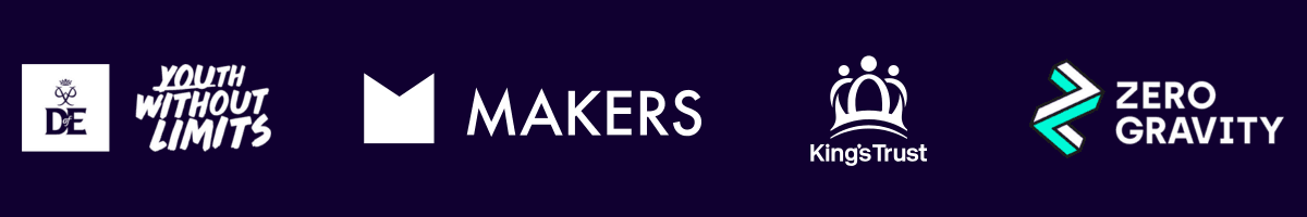 Logos of careers partners like the king's trust and makers