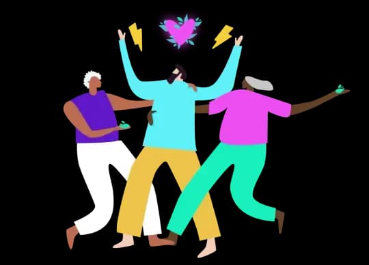 A group of people dancing and celebrating