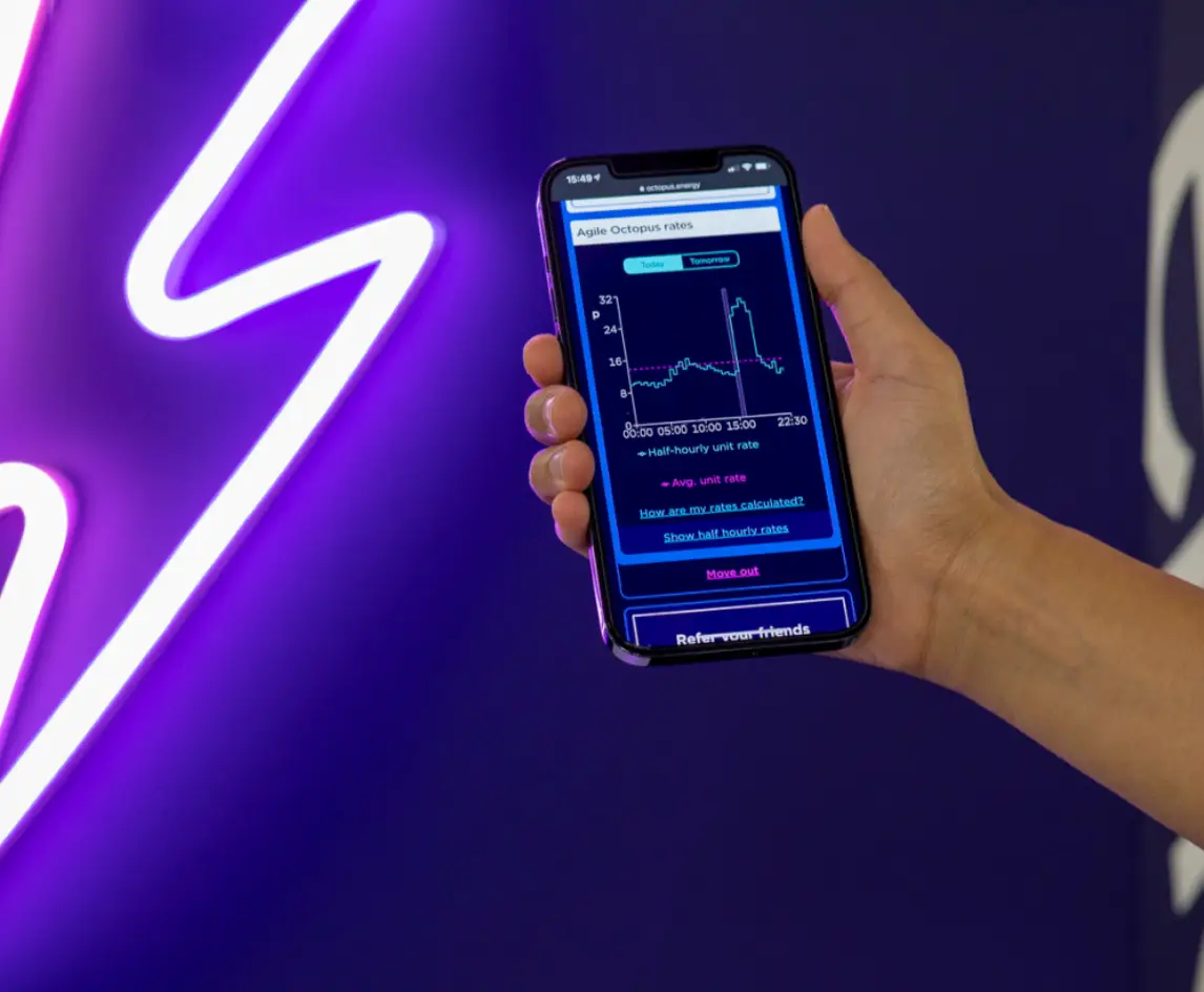 Tariff in app on a smartphone